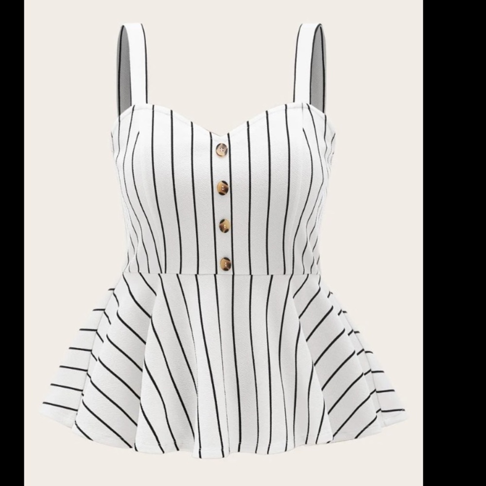 SHEIN Plus - Curve Pin Stripe Peplum Cami Top